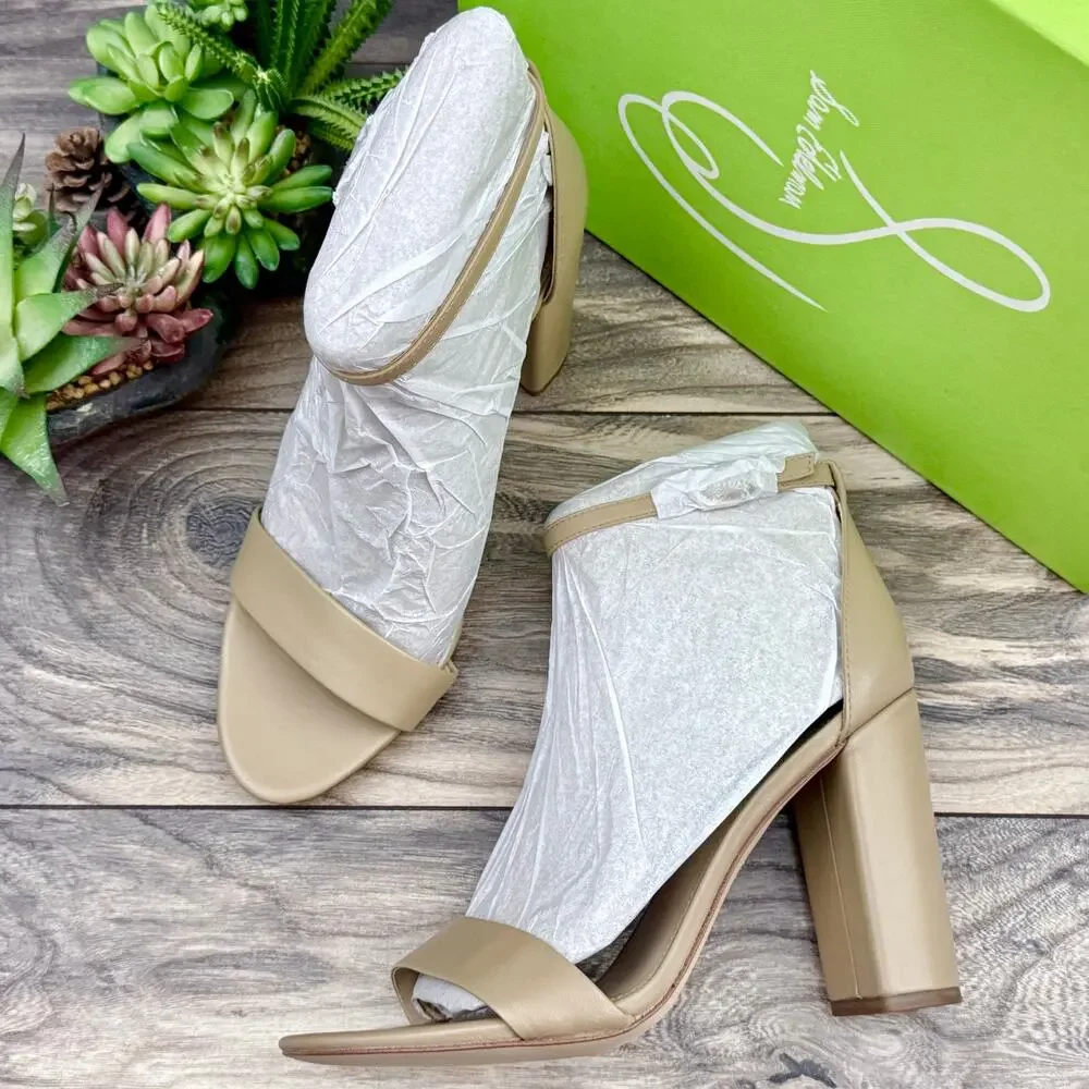 NIB Sam Edelman Yaro 9.5M Block Heel Ankle Strap Dress Sandal Beige Leather - Picture 4 of 10
